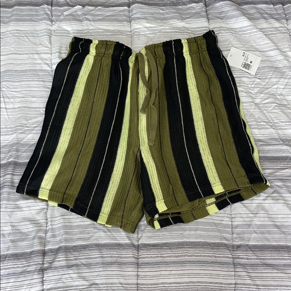 Forever 21 Striped Athletic Shorts - Black and Olive